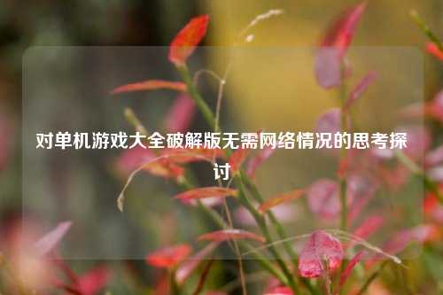 对单机游戏大全破解版无需网络情况的思考探讨