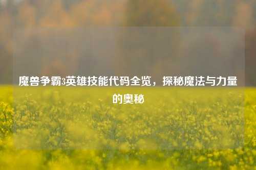 魔兽争霸3英雄技能代码全览,探秘魔法与力量的奥秘