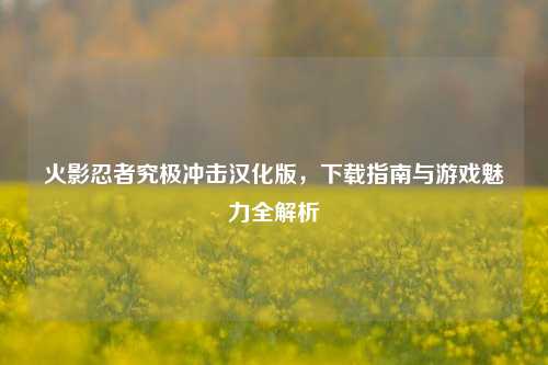 火影忍者究极冲击汉化版，下载指南与游戏魅力全解析
