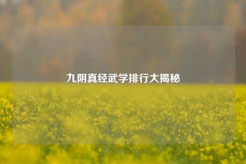 九阴真经武学排行大揭秘