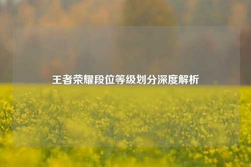 王者荣耀段位等级划分深度解析