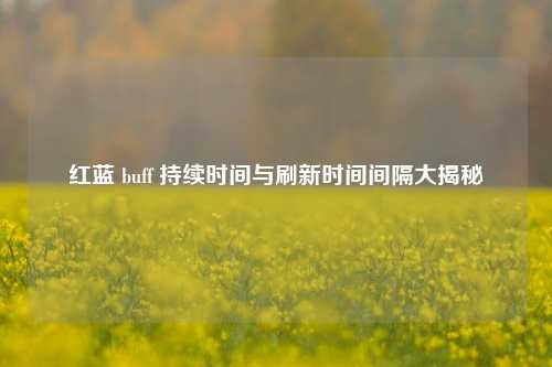 红蓝 buff 持续时间与刷新时间间隔大揭秘