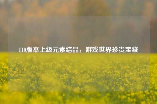 110版本上级元素结晶,游戏世界珍贵宝藏