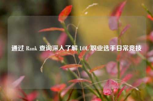 通过 Rank 查询深入了解 LOL 职业选手日常竞技