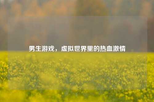 男生游戏，虚拟世界里的热血激情