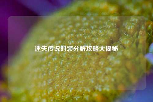 迷失传说时装分解攻略大揭秘